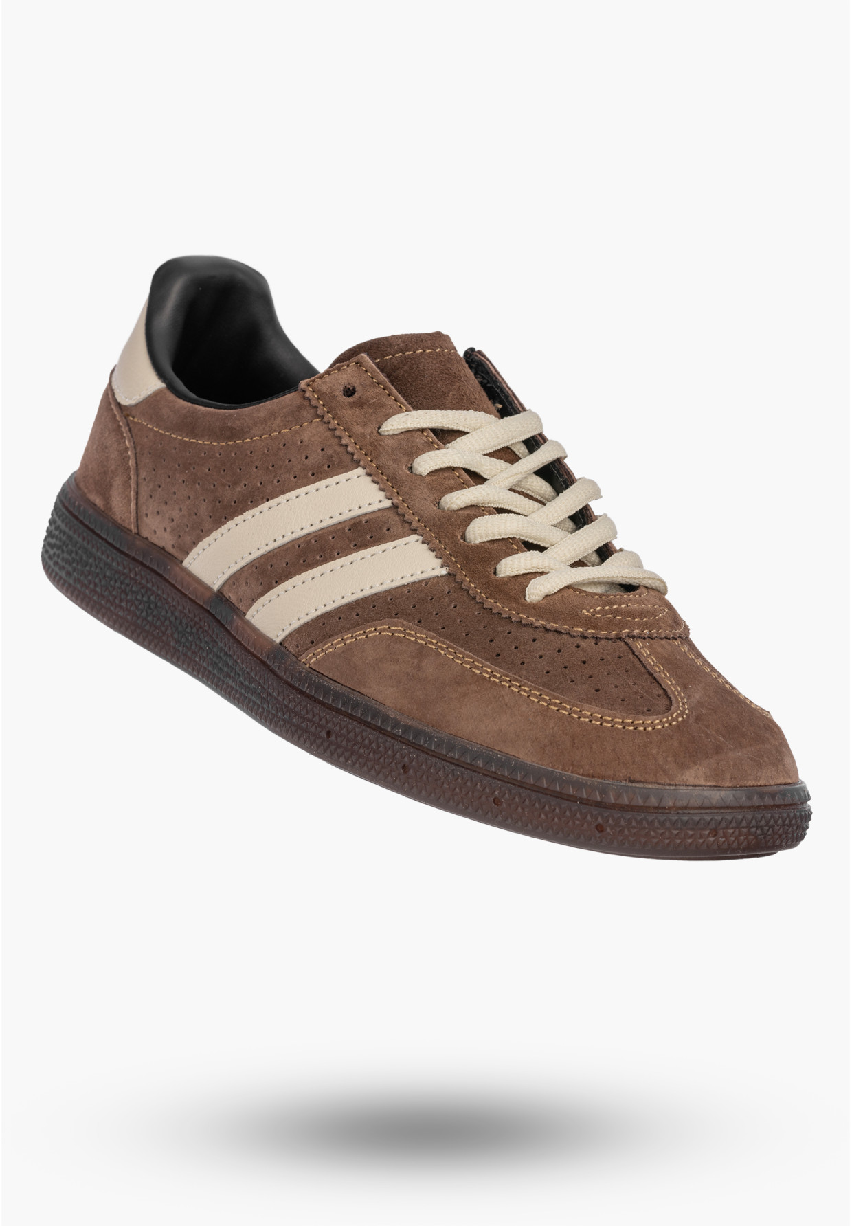 Sneakersy Damskie Skórzane Buty Sportowe Zamszowe Brązowe