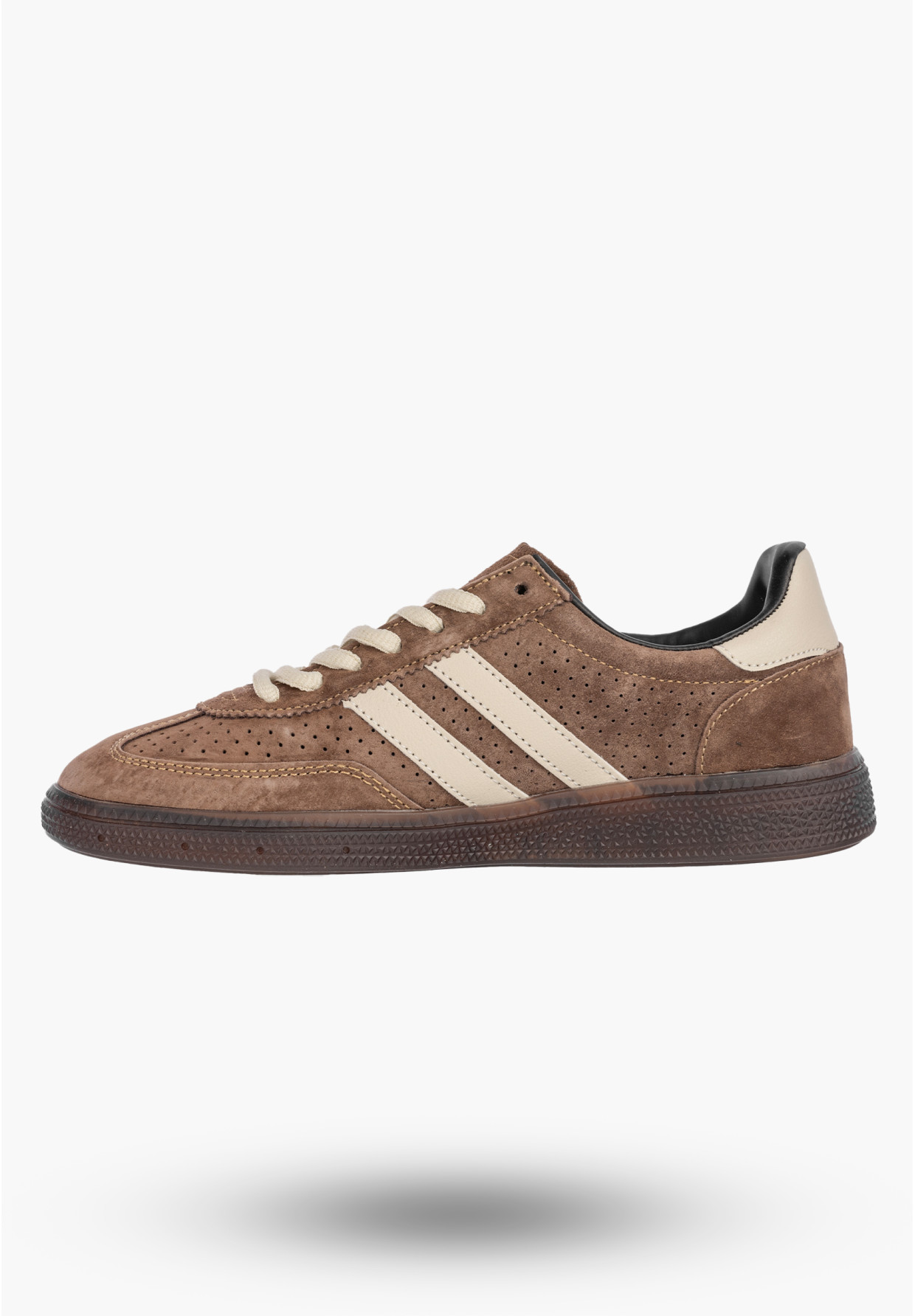 Sneakersy Damskie Skórzane Buty Sportowe Zamszowe Brązowe