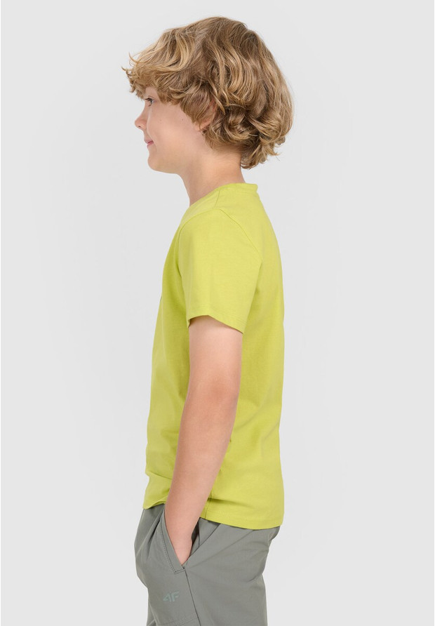 Koszulka Chłopięca 4F T-shirt Z Logo Ciemny Limonkowy 4FJWAW25TTSHM2417