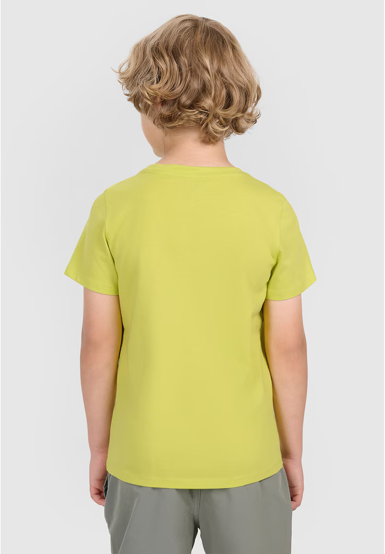 Koszulka Chłopięca 4F T-shirt Z Logo Ciemny Limonkowy 4FJWAW25TTSHM2417