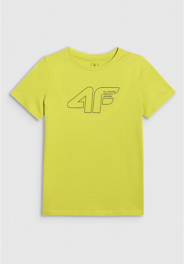 Koszulka Chłopięca 4F T-shirt Z Logo Ciemny Limonkowy 4FJWAW25TTSHM2417