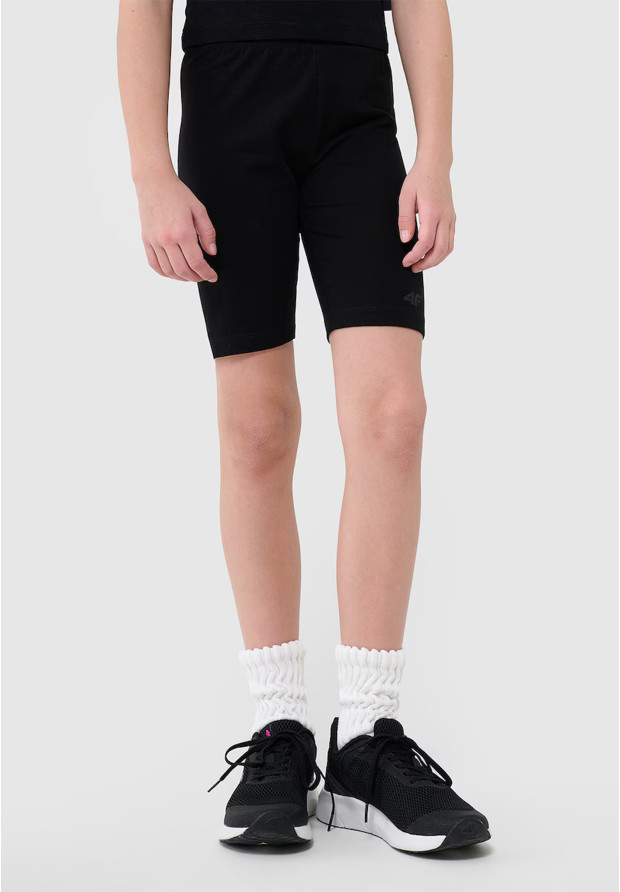 Legginsy Dziewczęce 4F Kolarki Bawełniane Spodenki Czarne 4FJWSS25TSTIF014