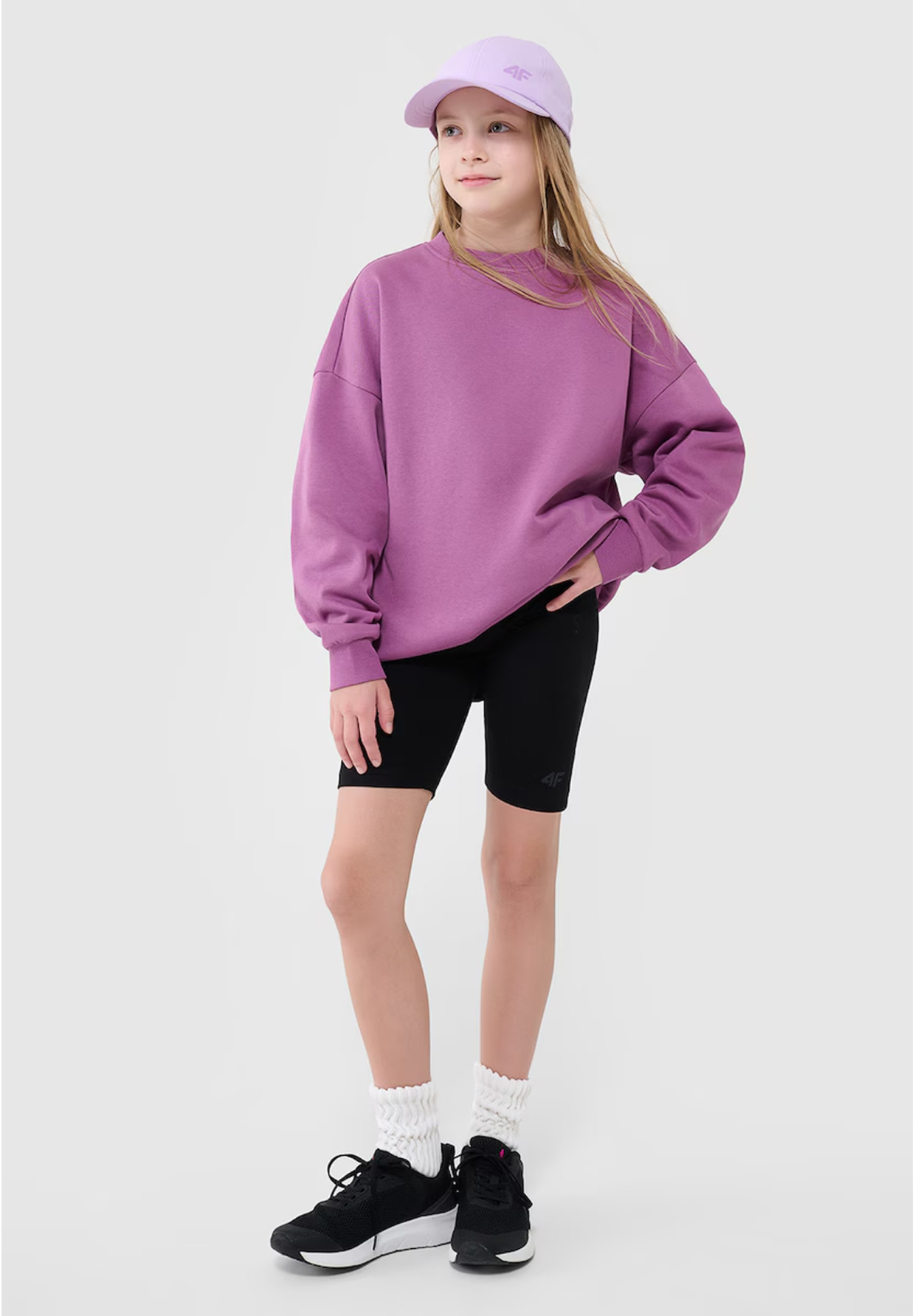 Legginsy Dziewczęce 4F Kolarki Bawełniane Spodenki Czarne 4FJWSS25TSTIF014