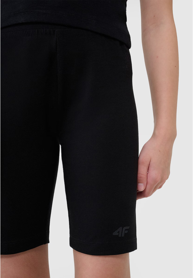 Legginsy Dziewczęce 4F Kolarki Bawełniane Spodenki Czarne 4FJWSS25TSTIF014