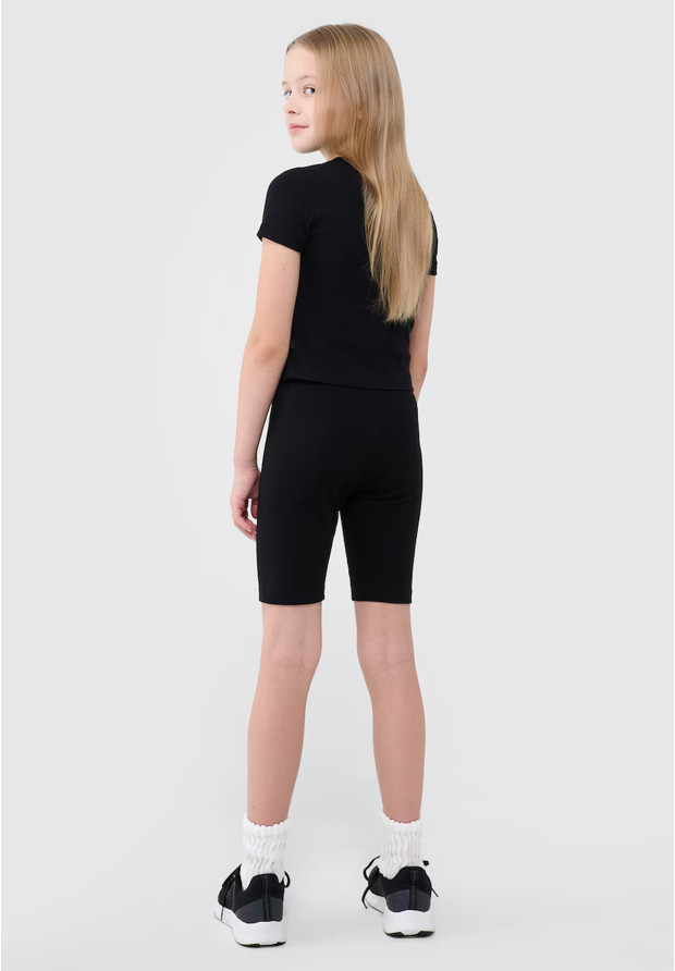 Legginsy Dziewczęce 4F Kolarki Bawełniane Spodenki Czarne 4FJWSS25TSTIF014