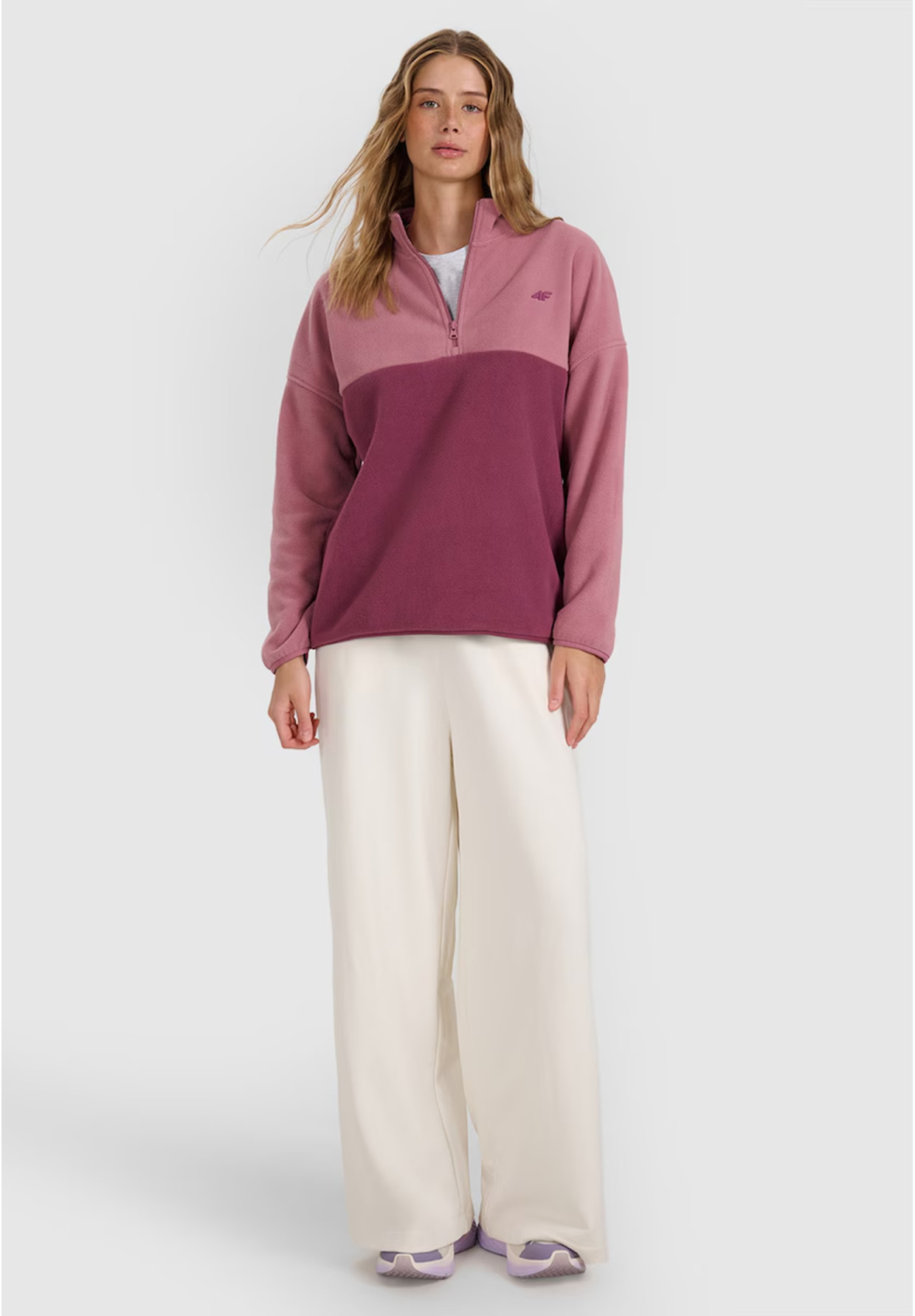 Polar Damski 4F Bluza Ze Stójką Regular Różowy 4FWAW25TFLEF421