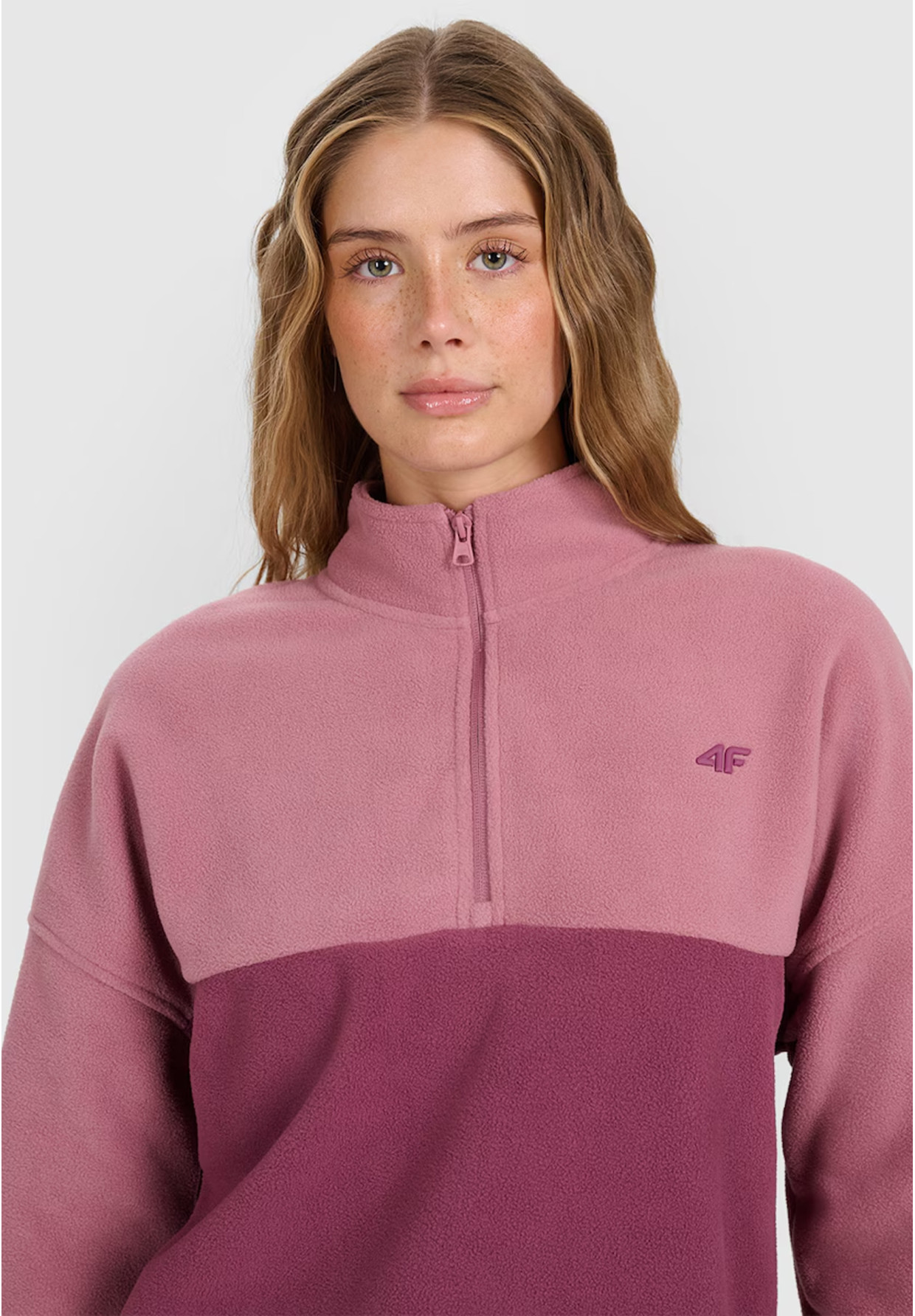 Polar Damski 4F Bluza Ze Stójką Regular Różowy 4FWAW25TFLEF421