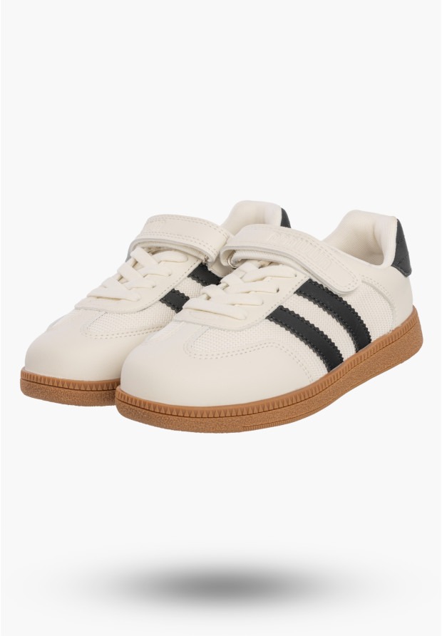 Sneakersy Dziecięce Trampki Buty Na Rzepy Skórzana Wkładka Beżowe APAWWA