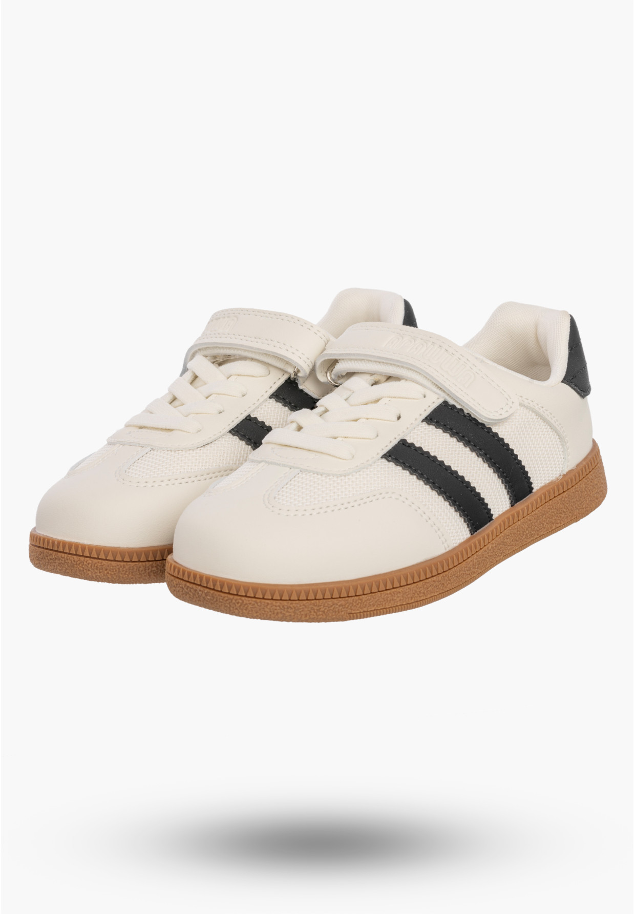 Sneakersy Dziecięce Trampki Buty Na Rzepy Skórzana Wkładka Beżowe APAWWA