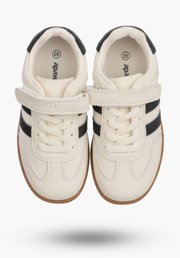Sneakersy Dziecięce Trampki Buty Na Rzepy Skórzana Wkładka Beżowe APAWWA