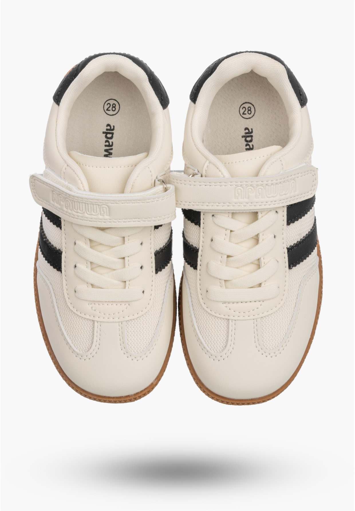 Sneakersy Dziecięce Trampki Buty Na Rzepy Skórzana Wkładka Beżowe APAWWA