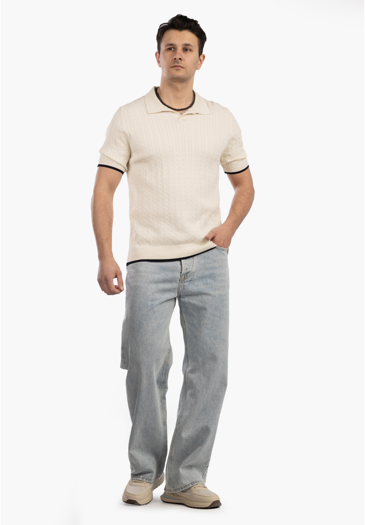 Jeansy Męskie Jeansowe Proste Luźne Straight Spodnie Jasny Denim