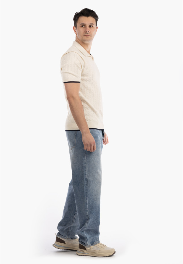 Jeansy Męskie Jeansowe Proste Luźne Straight Spodnie Ciemny Denim