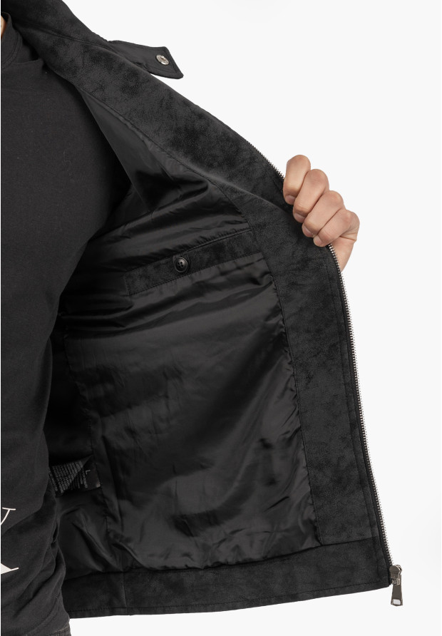 Kurtka Męska Ramoneska Ekoskóra Biker Elegancka ze stójką Czarna KYMAXX