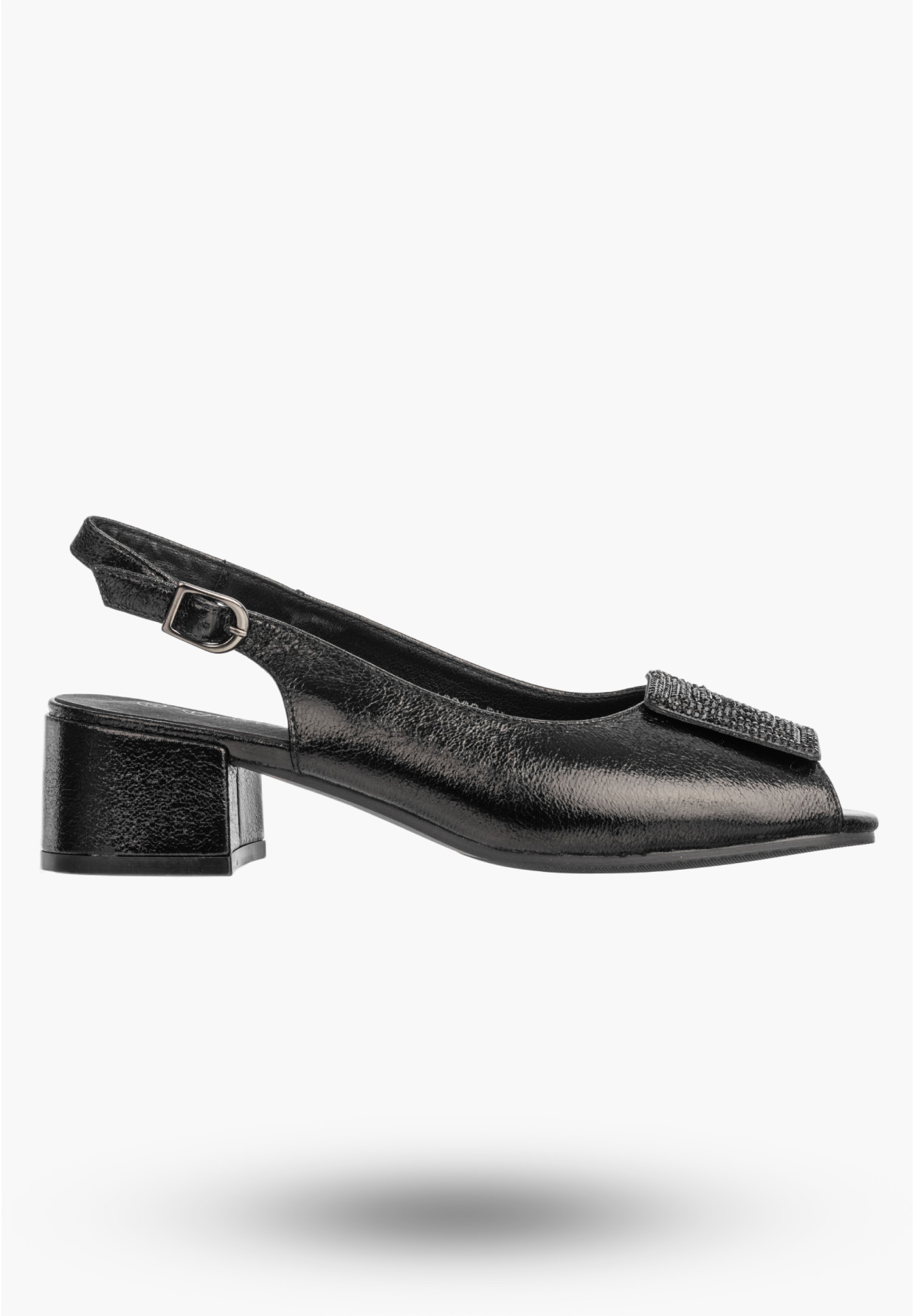 Sandały Damskie Buty Na Niskim Obcasie Skórzana Wkładka Czarne Potocki 26-12809BK