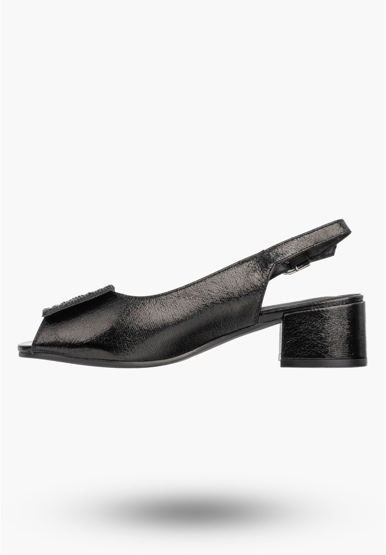 Sandały Damskie Buty Na Niskim Obcasie Skórzana Wkładka Czarne Potocki 26-12809BK