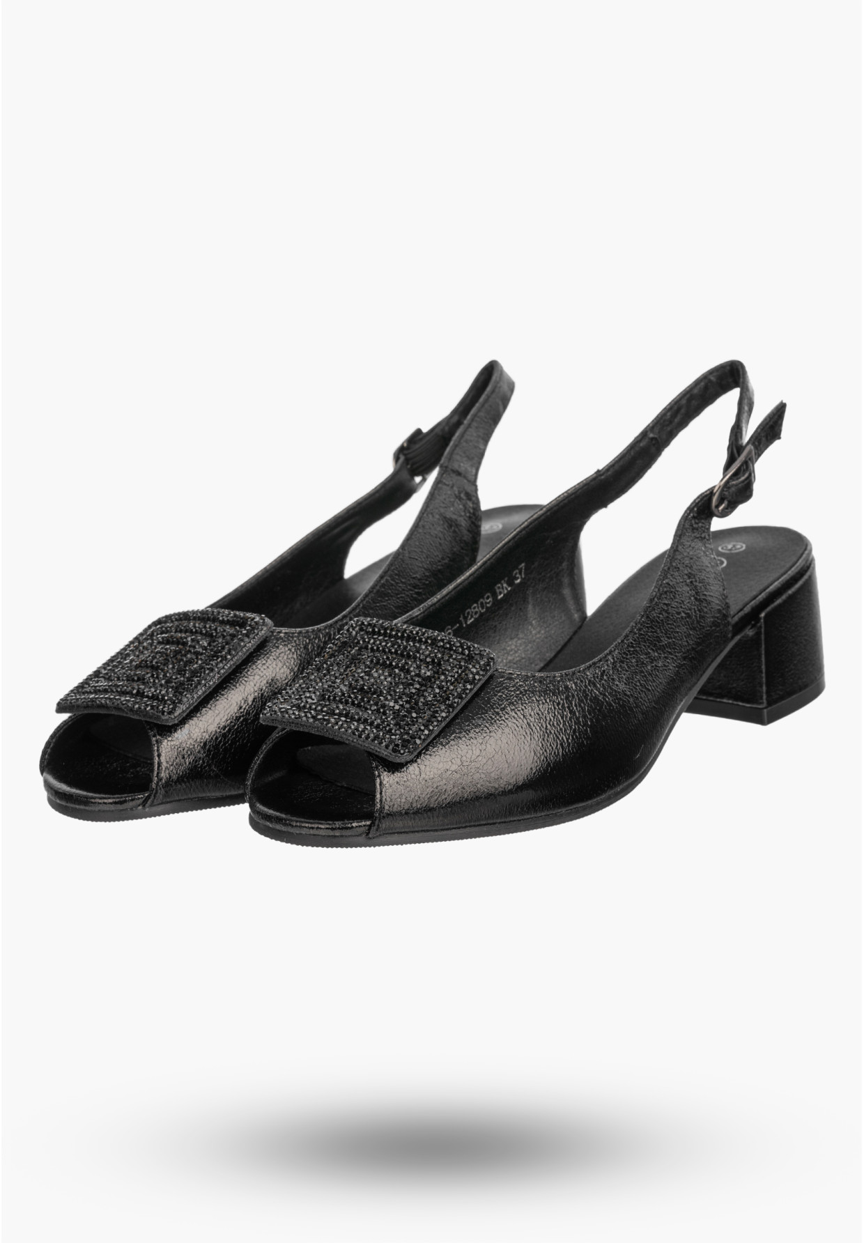 Sandały Damskie Buty Na Niskim Obcasie Skórzana Wkładka Czarne Potocki 26-12809BK