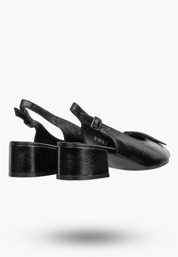 Sandały Damskie Buty Na Niskim Obcasie Skórzana Wkładka Czarne Potocki 26-12809BK