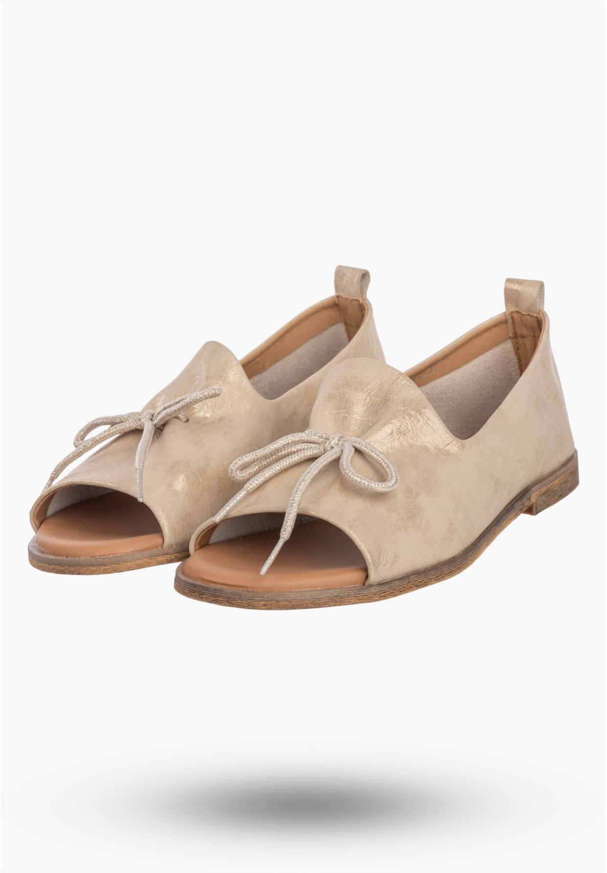 Półbuty Damskie Skórzane Wsuwane Eleganckie Buty Letnie Złote Potocki 26-12824GD