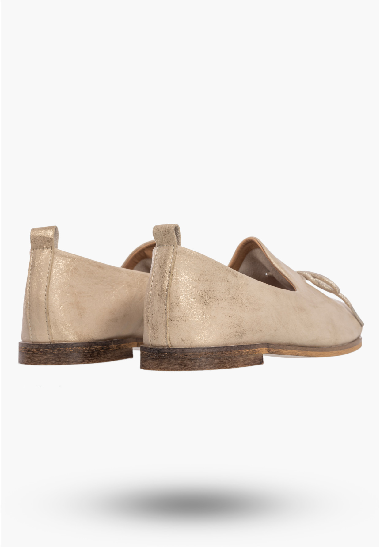 Półbuty Damskie Skórzane Wsuwane Eleganckie Buty Letnie Złote Potocki 26-12824GD