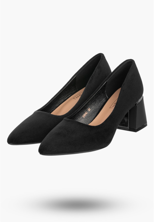 Czółenka Damskie Eleganckie Buty Na Słupku Klasyczne Czarne
