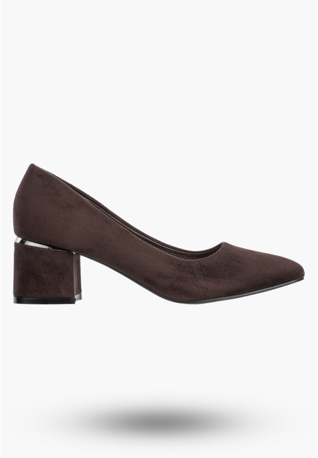 Czółenka Damskie Eleganckie Buty Na Słupku Klasyczne Modne Brązowe GOODIN
