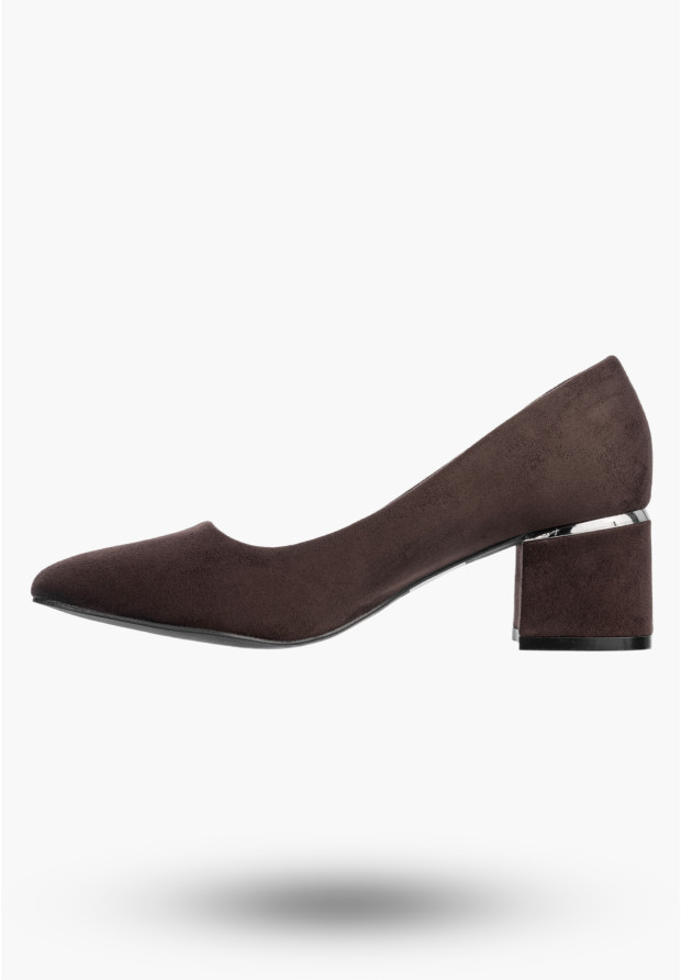 Czółenka Damskie Eleganckie Buty Na Słupku Klasyczne Modne Brązowe GOODIN