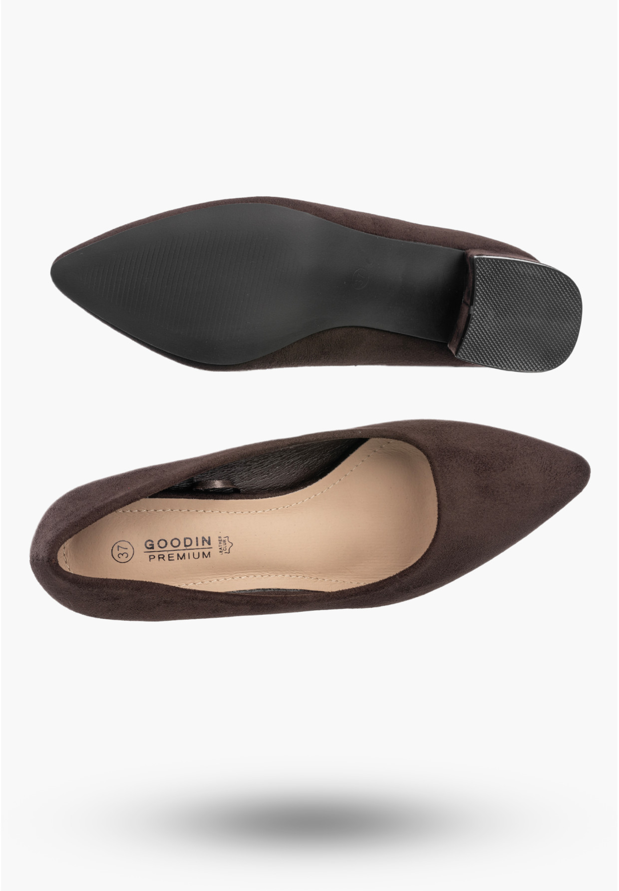 Czółenka Damskie Eleganckie Buty Na Słupku Klasyczne Modne Brązowe GOODIN