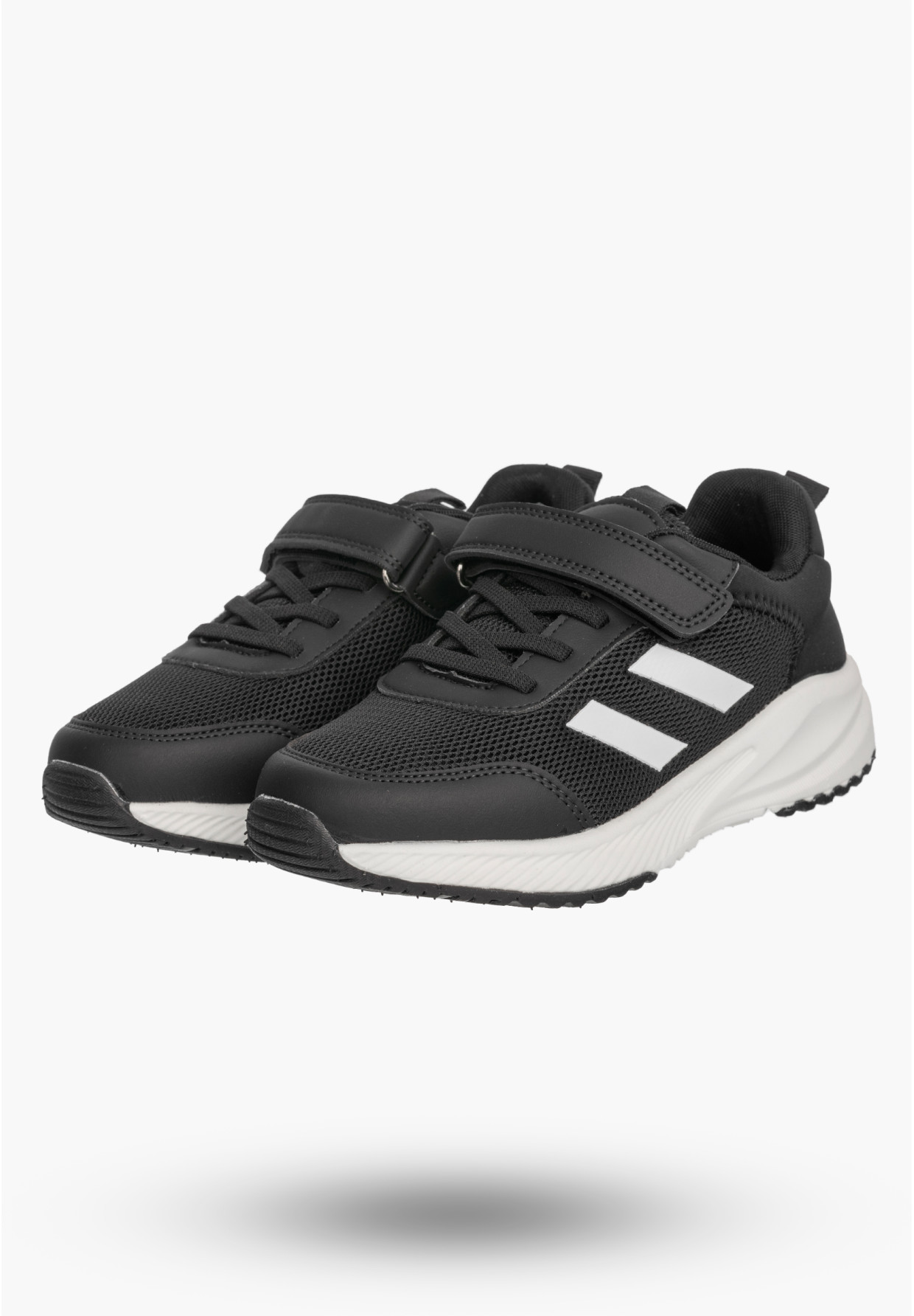 Sneakersy Dziecięce Buty Na Rzepy Sportowe Lekkie Czarne Apawwa ABC005DP