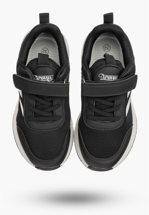 Sneakersy Dziecięce Buty Na Rzepy Sportowe Lekkie Czarne Apawwa ABC005DP