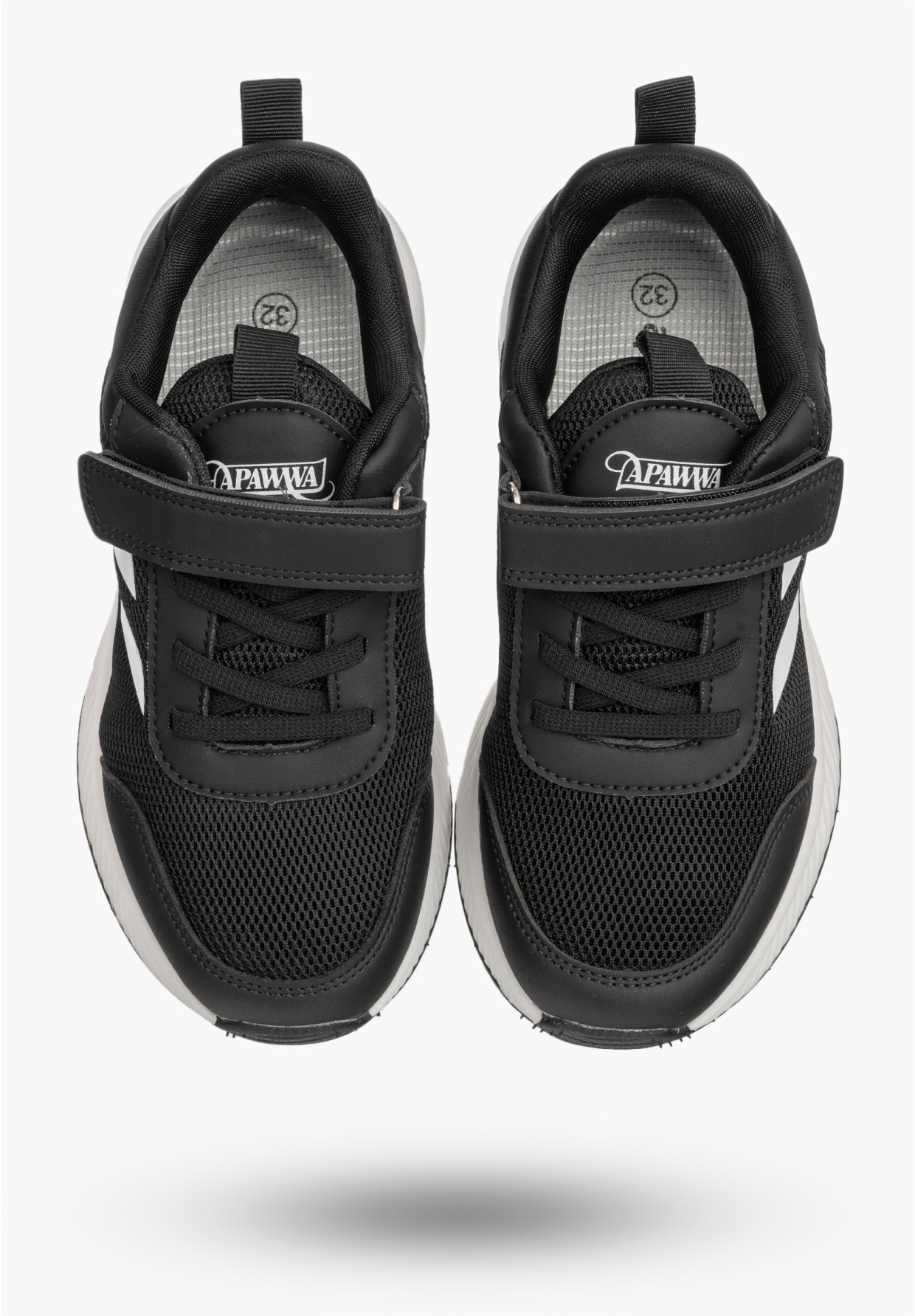 Sneakersy Dziecięce Buty Na Rzepy Sportowe Lekkie Czarne Apawwa ABC005DP
