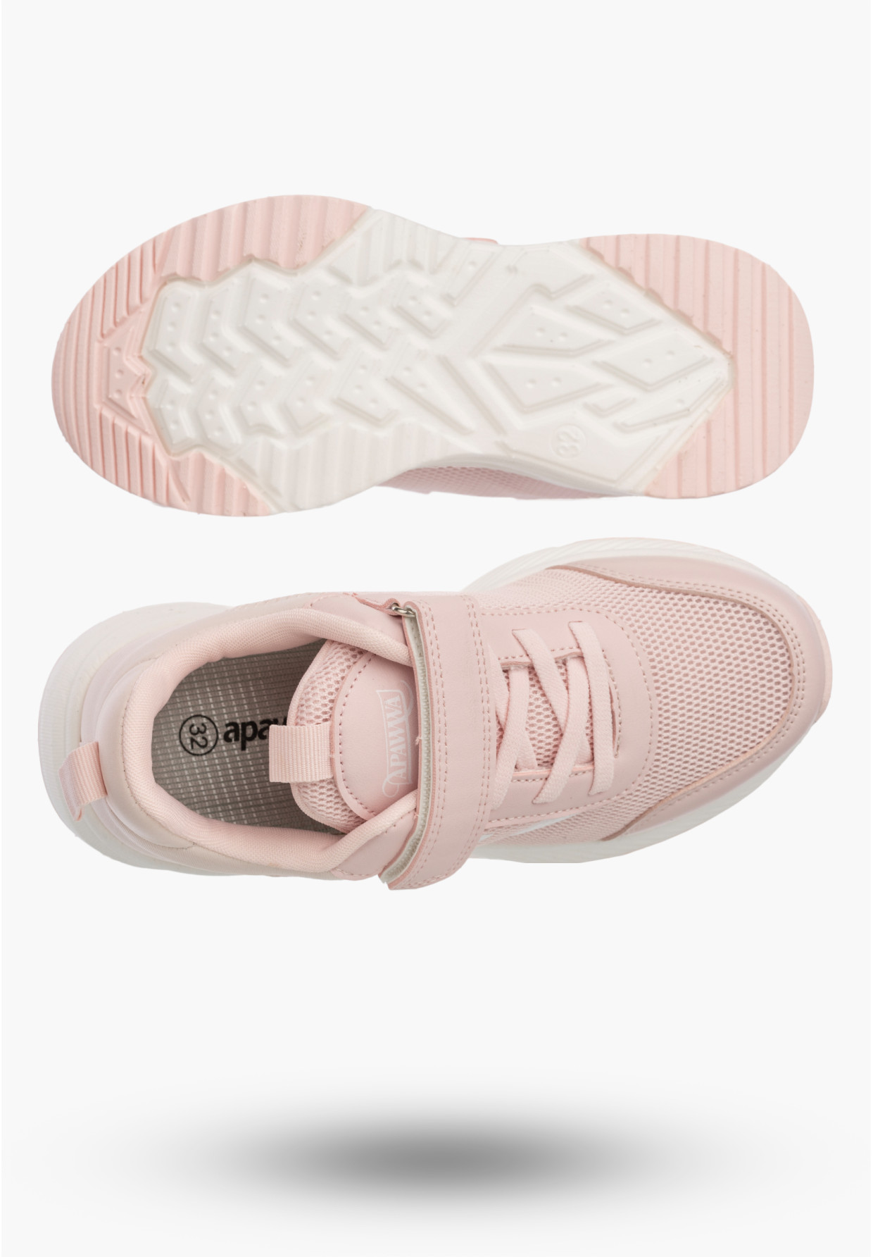 Sneakersy Dziecięce Buty Na Rzepy Sportowe Lekkie Różowe Apawwa ABC005DP