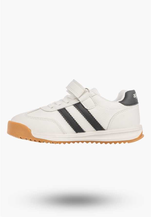 Sneakersy Dziecięce Ekoskóra Buty Na Rzepy Sportowe Skórzana Wkładka Białe Apawwa ABC4674R