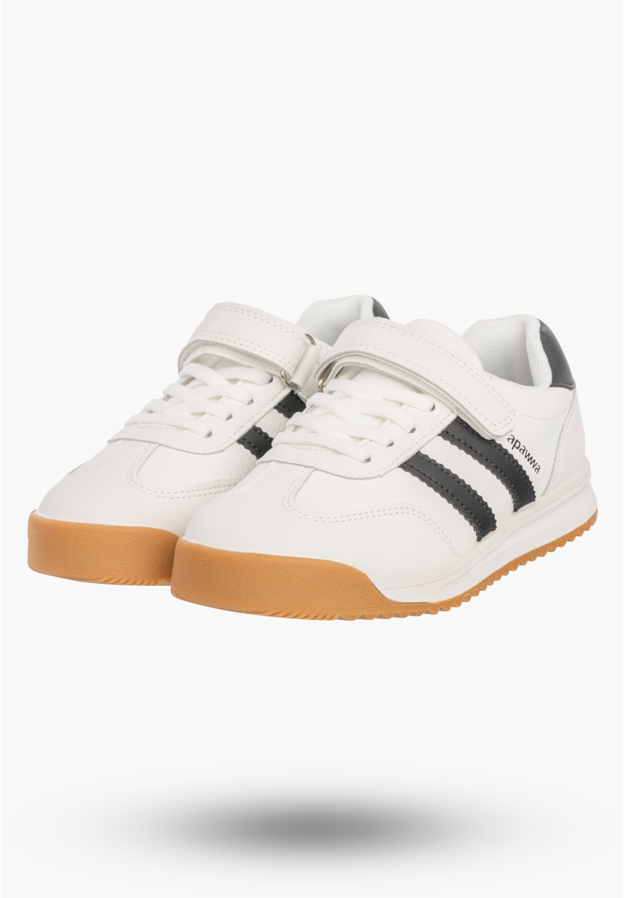 Sneakersy Dziecięce Ekoskóra Buty Na Rzepy Sportowe Skórzana Wkładka Białe Apawwa ABC4674R