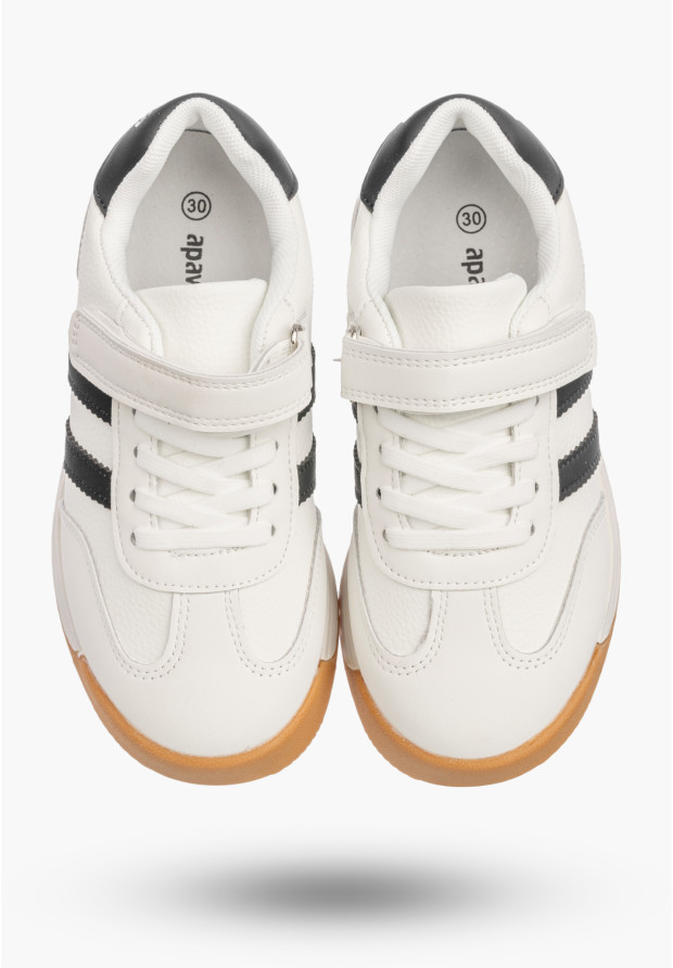 Sneakersy Dziecięce Ekoskóra Buty Na Rzepy Sportowe Skórzana Wkładka Białe Apawwa ABC4674R