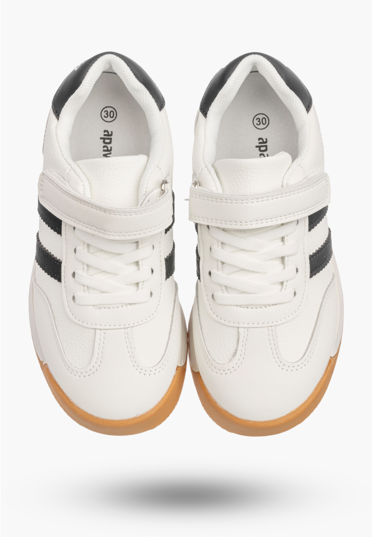 Sneakersy Dziecięce Ekoskóra Buty Na Rzepy Sportowe Skórzana Wkładka Białe Apawwa ABC4674R