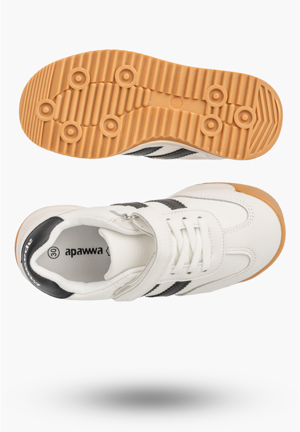 Sneakersy Dziecięce Ekoskóra Buty Na Rzepy Sportowe Skórzana Wkładka Białe Apawwa ABC4674R