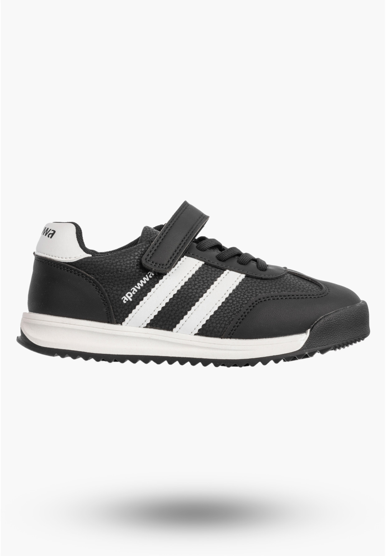Sneakersy Dziecięce Ekoskóra Buty Na Rzepy Sportowe Skórzana Wkładka Czarne Apawwa ABC4674R