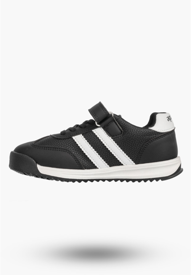 Sneakersy Dziecięce Ekoskóra Buty Na Rzepy Sportowe Skórzana Wkładka Czarne Apawwa ABC4674R