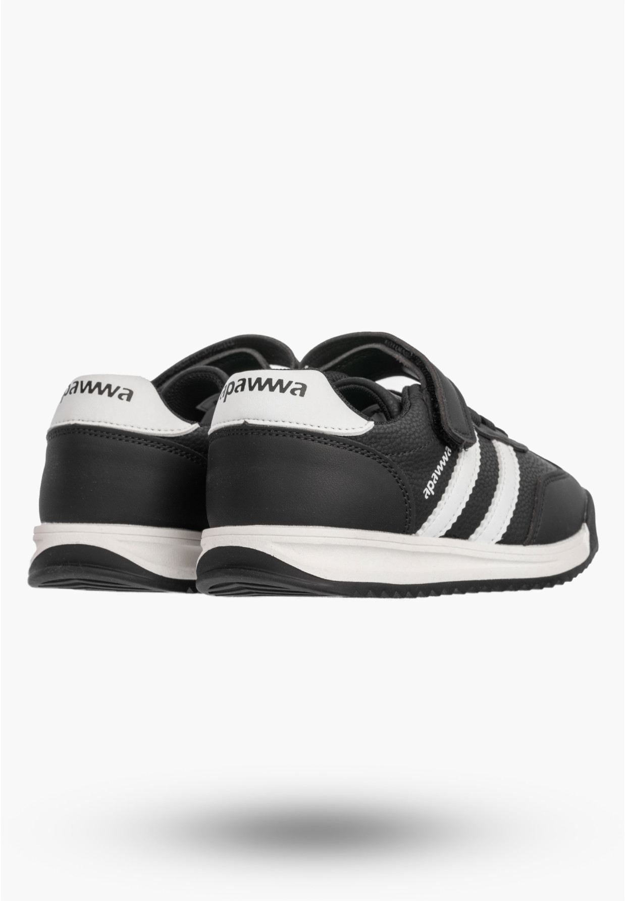 Sneakersy Dziecięce Ekoskóra Buty Na Rzepy Sportowe Skórzana Wkładka Czarne Apawwa ABC4674R