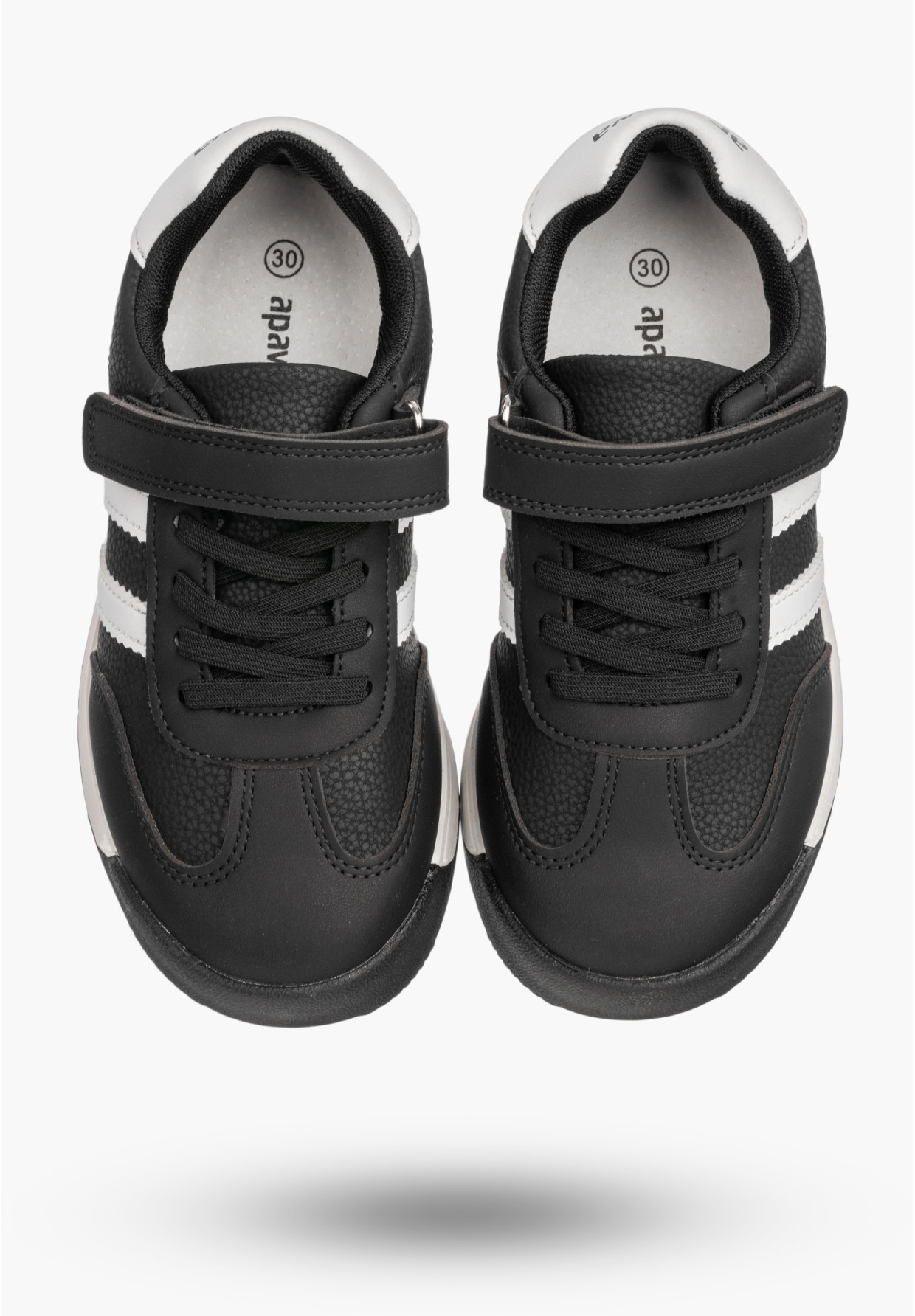 Sneakersy Dziecięce Ekoskóra Buty Na Rzepy Sportowe Skórzana Wkładka Czarne Apawwa ABC4674R