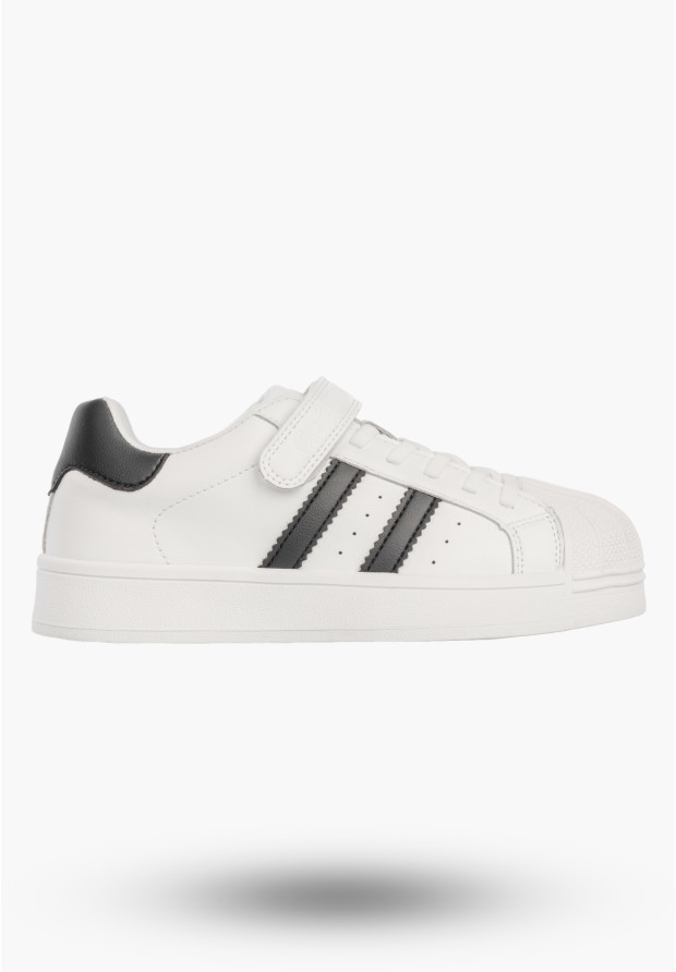 Sneakersy Dziecięce Ekoskóra Buty Na Rzepy Sportowe Modne Białe Apawwa ABC1793R