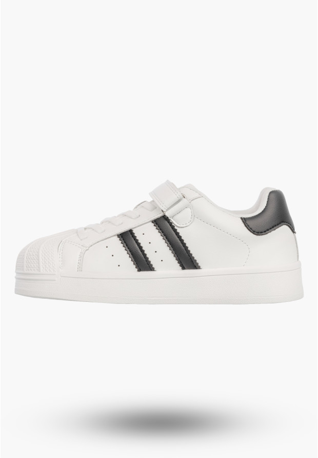 Sneakersy Dziecięce Ekoskóra Buty Na Rzepy Sportowe Modne Białe Apawwa ABC1793R
