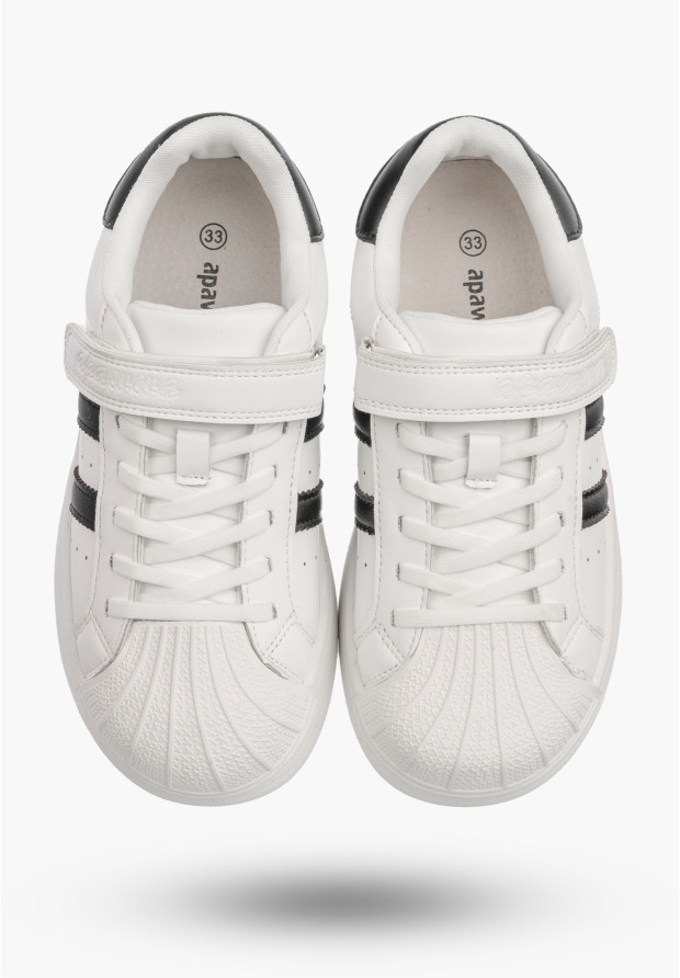 Sneakersy Dziecięce Ekoskóra Buty Na Rzepy Sportowe Modne Białe Apawwa ABC1793R