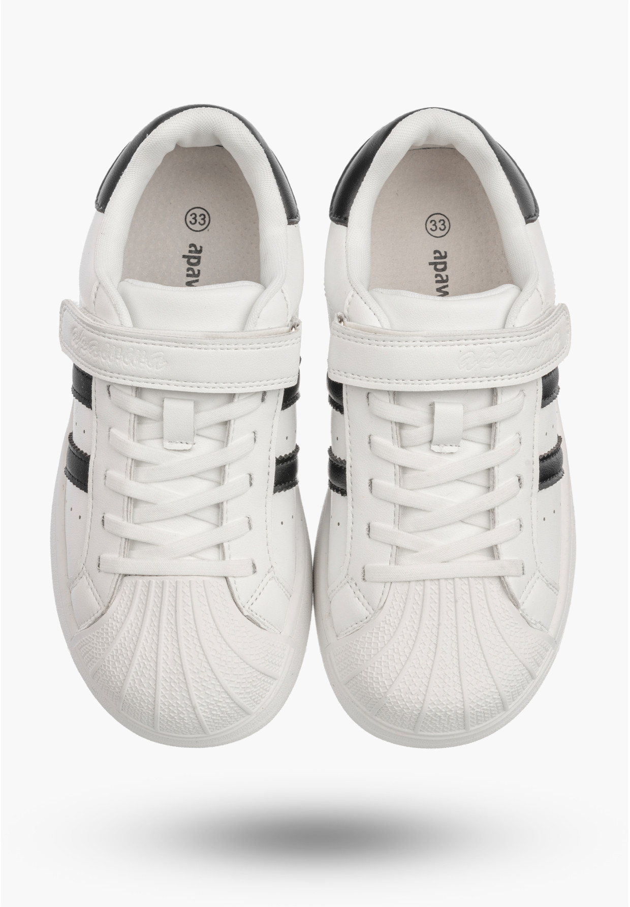 Sneakersy Dziecięce Ekoskóra Buty Na Rzepy Sportowe Modne Białe Apawwa ABC1793R