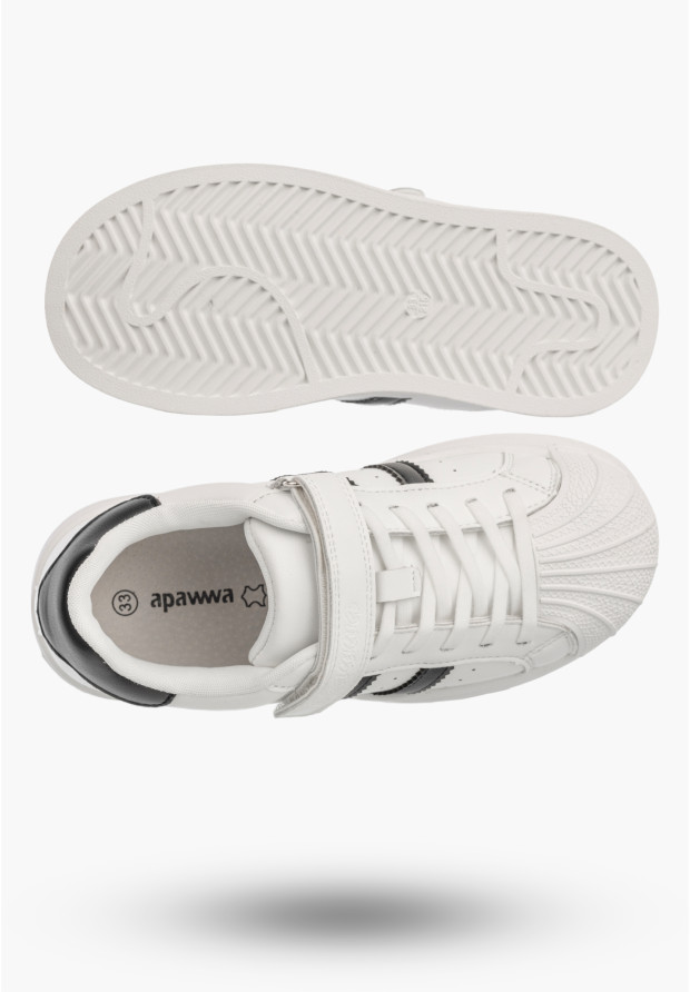 Sneakersy Dziecięce Ekoskóra Buty Na Rzepy Sportowe Modne Białe Apawwa ABC1793R