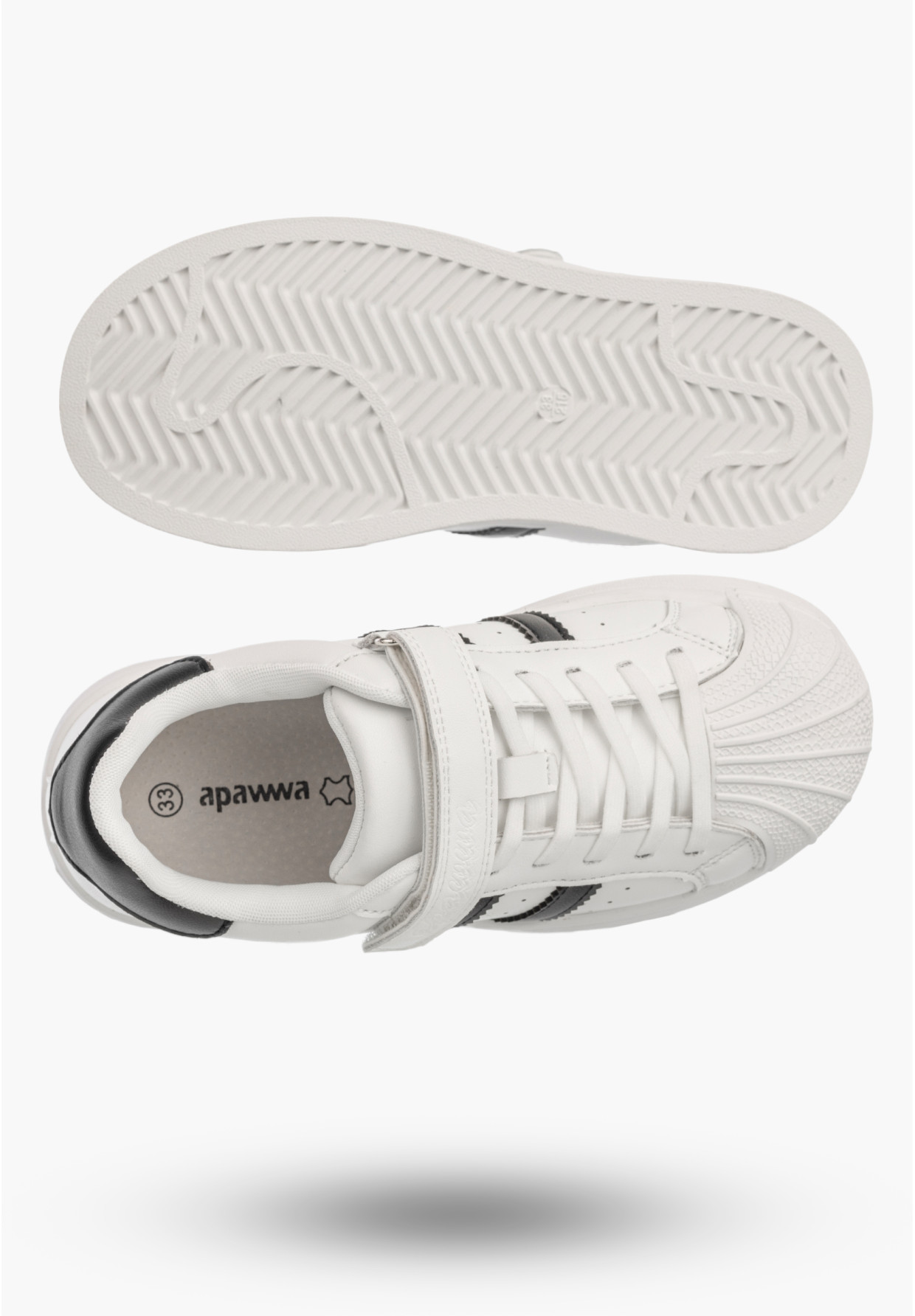Sneakersy Dziecięce Ekoskóra Buty Na Rzepy Sportowe Modne Białe Apawwa ABC1793R