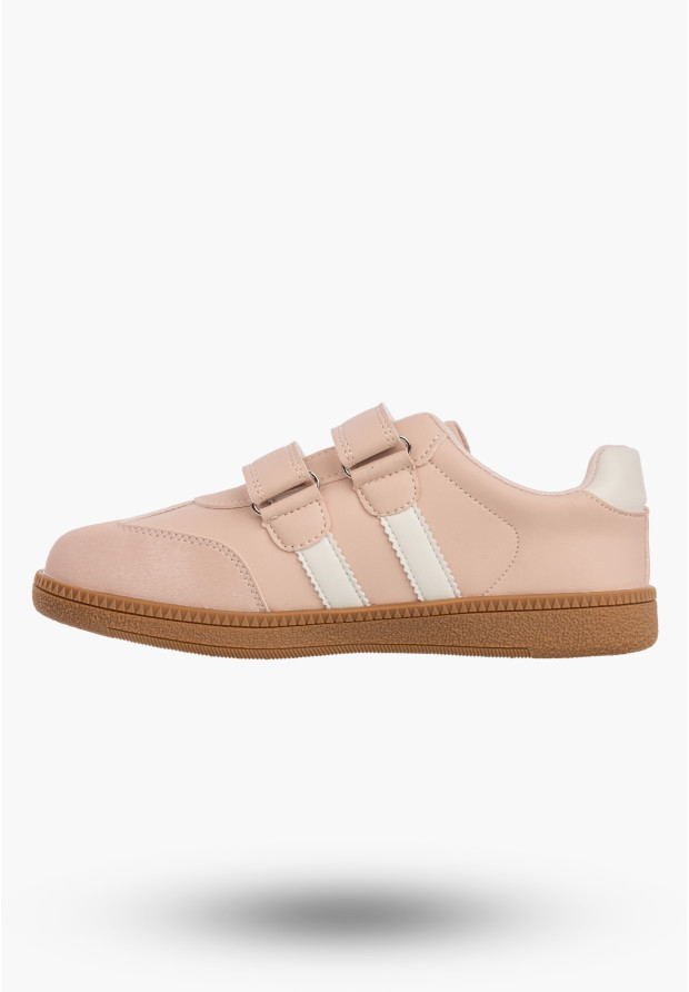 Sneakersy Dziecięce Buty Na Rzepy Sportowe Skórzana Wkładka Modne Różowe Apawwa ABC0353P