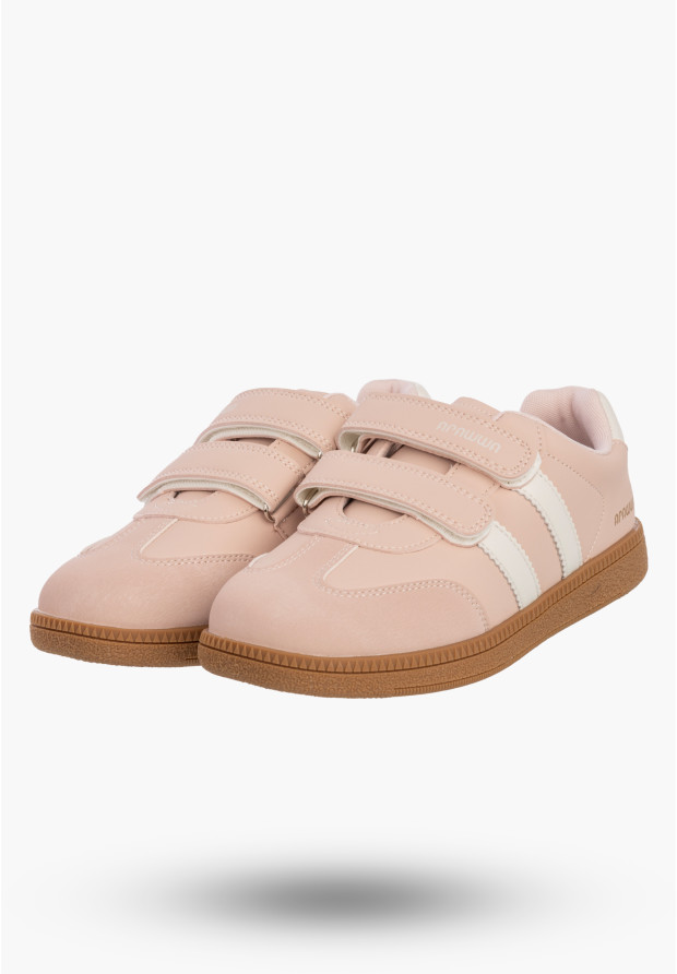 Sneakersy Dziecięce Buty Na Rzepy Sportowe Skórzana Wkładka Modne Różowe Apawwa ABC0353P