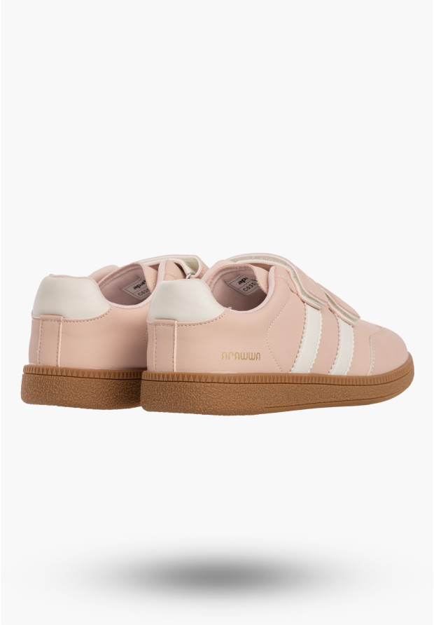 Sneakersy Dziecięce Buty Na Rzepy Sportowe Skórzana Wkładka Modne Różowe Apawwa ABC0353P